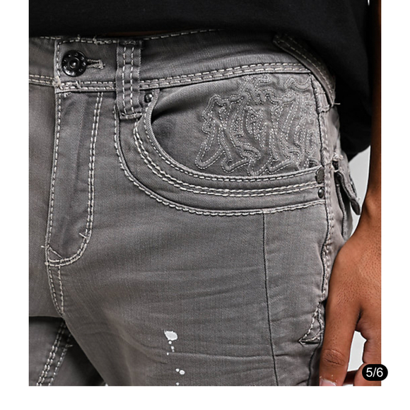 Ninth Hall Stacked Flare Grey Denim Jeans Mens Size 32x34 - Picture 3 of 12